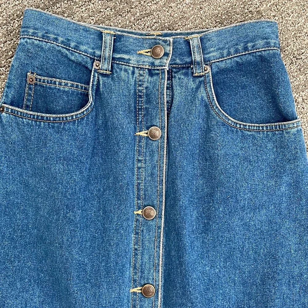 Vintage Button Denim Maxi Skirt - Picture 2 of 8